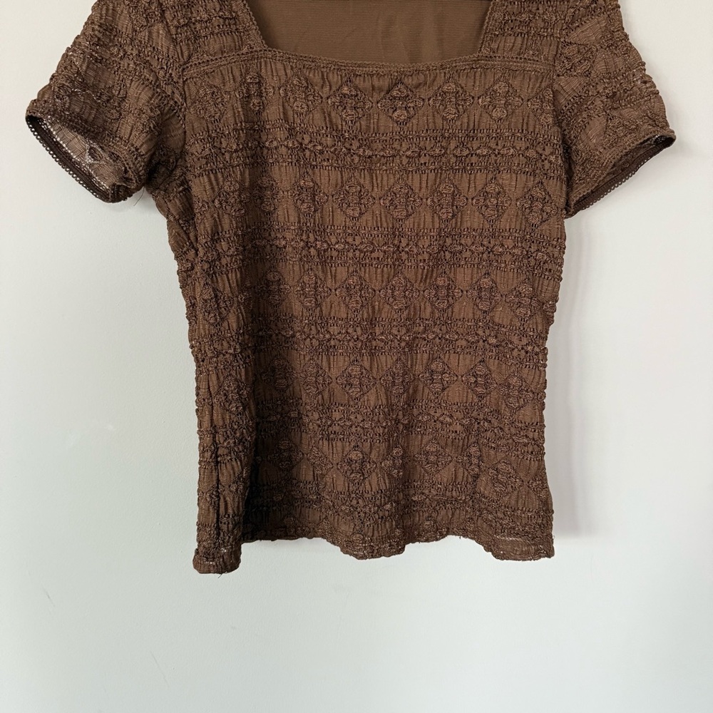 Vintage Brown Textured Blouse - Picture 4 of 12